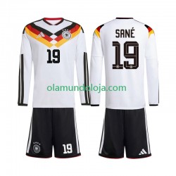 Camisola Alemanha Leroy Sane 19 Criança Equipamento Primeiro Copa do Mundo 2026 Manga Comprida